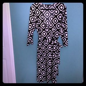 Inc Geometric Wrap Midi Dress w/Belt 1x